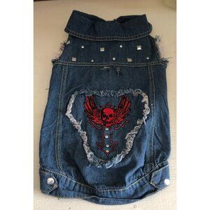 Brett Michaels Dog Jean Studded Vest Jacket Skull Head & Wings Size Medium